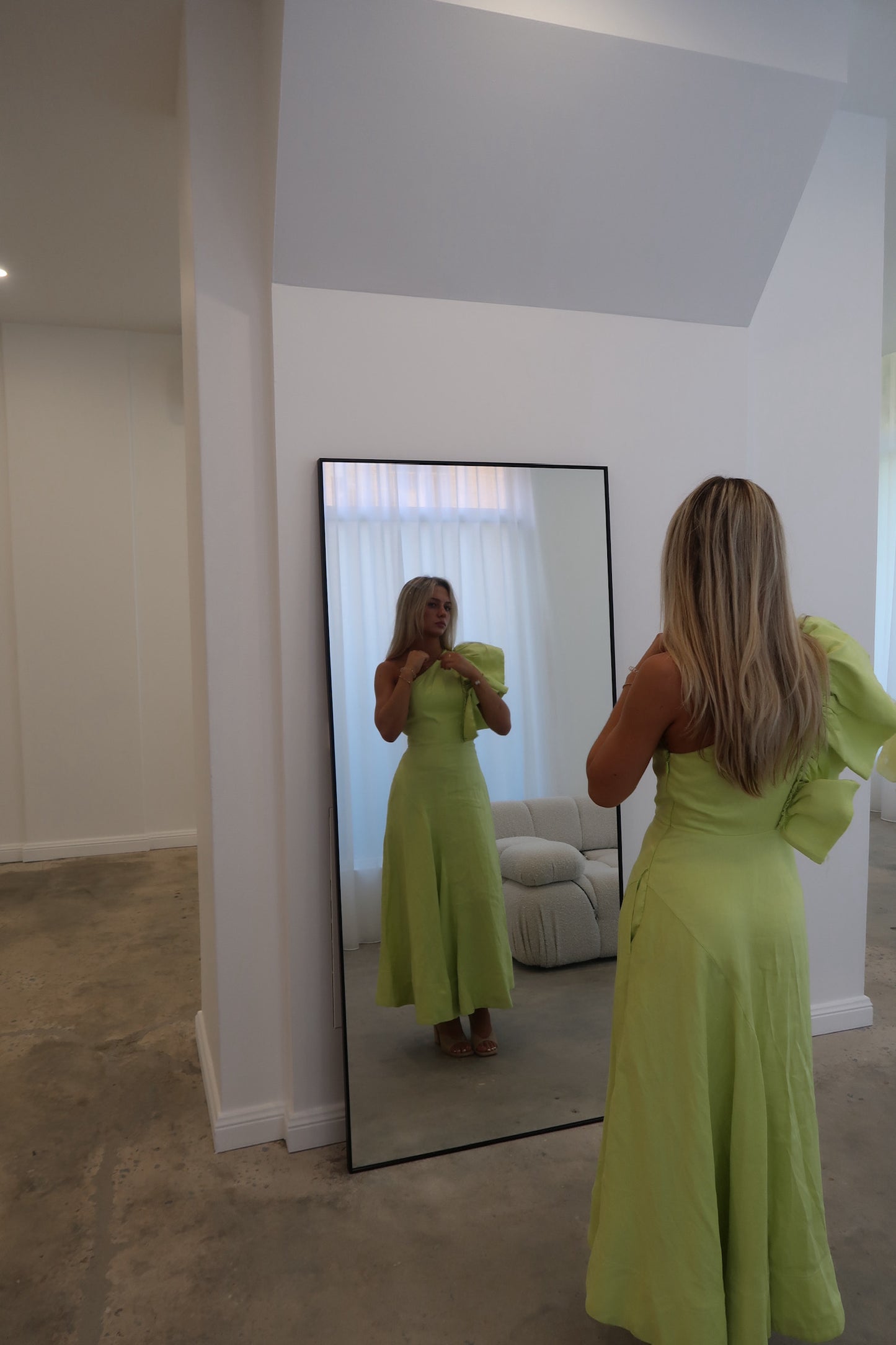 AJE Bonjour Asymmetric Midi Lime