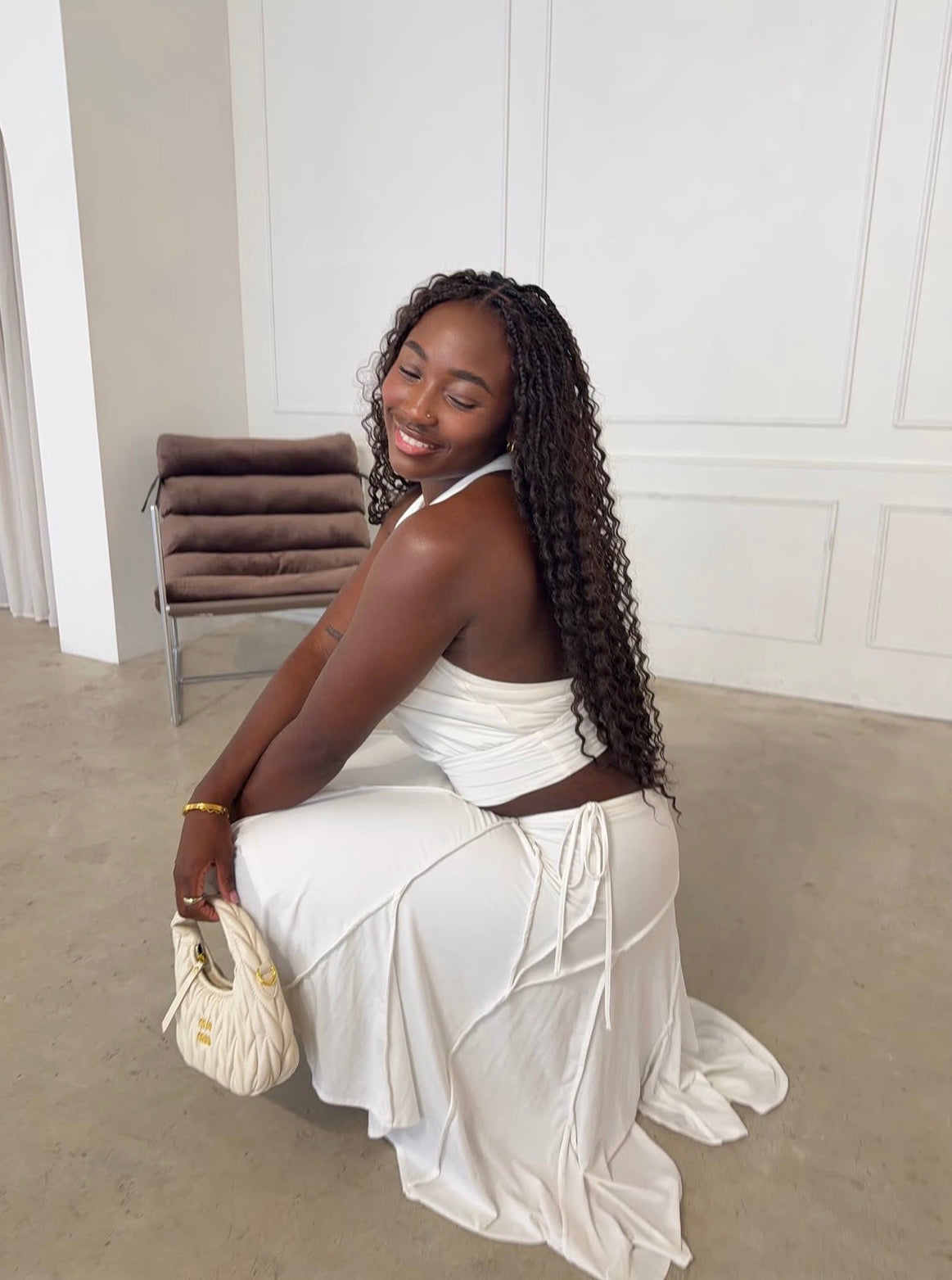 With Jean Sharni Off White Midi Set