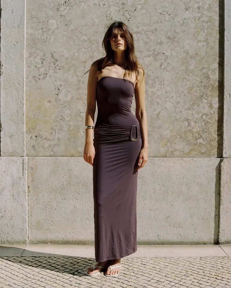 Kookai Torin Trim Brown Maxi