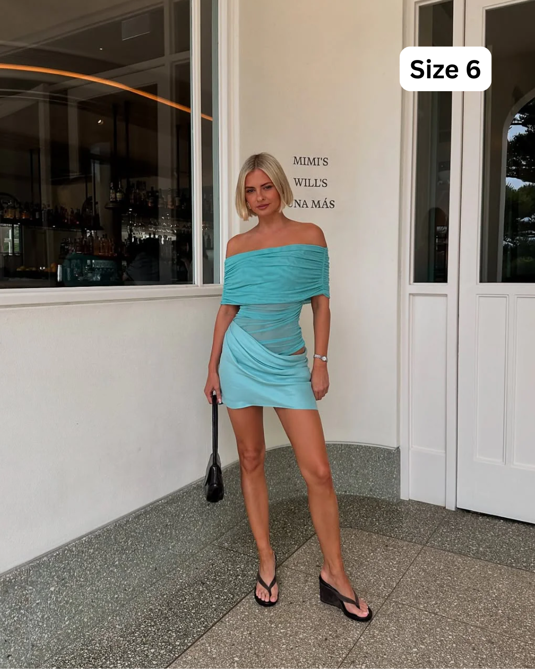 Benni Nico Off-Shoulder Blue Mini Dress