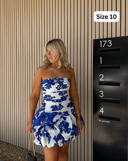 AJE Violette Bubble Hem Mini Blooming Cobalt