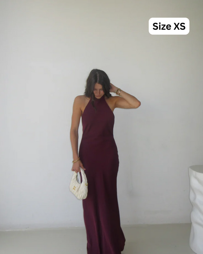 Misha Evianna Satin Maxi Wine