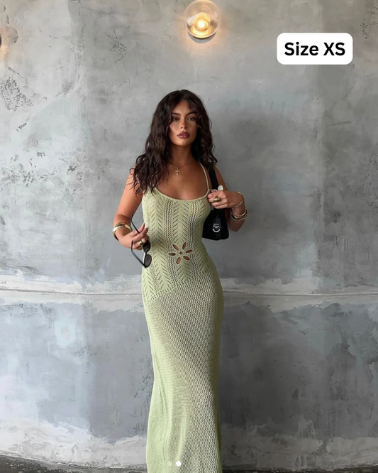 Sasha Therese Dahlia Olive Green Knit Maxi