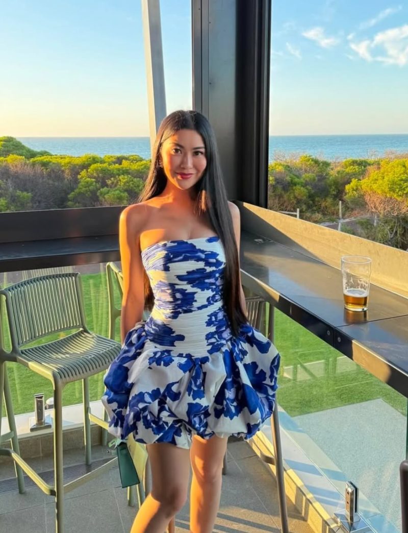 AJE Violette Bubble Hem Mini Blooming Cobalt