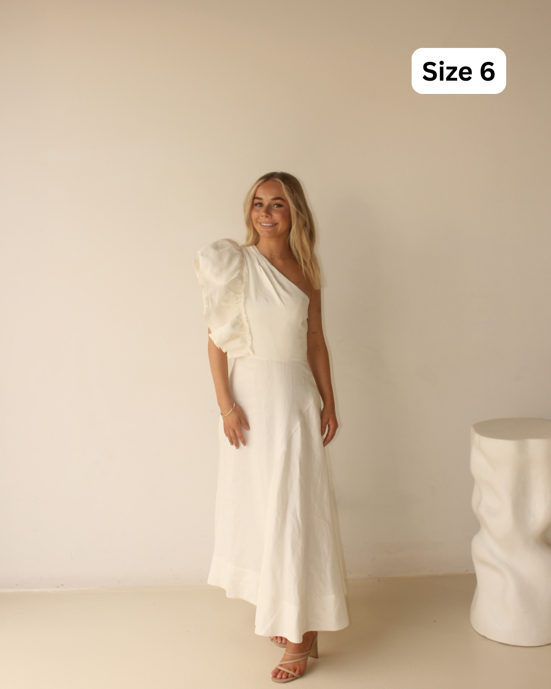 AJE Bonjour Asymmetric Midi White