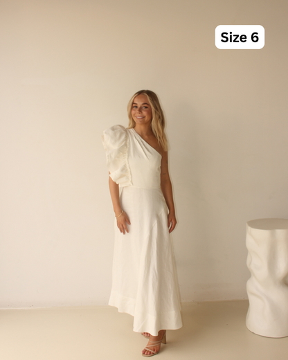 AJE Bonjour Asymmetric Midi White