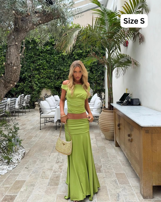 Peppermayo Liana Ruched Maxi Set Green