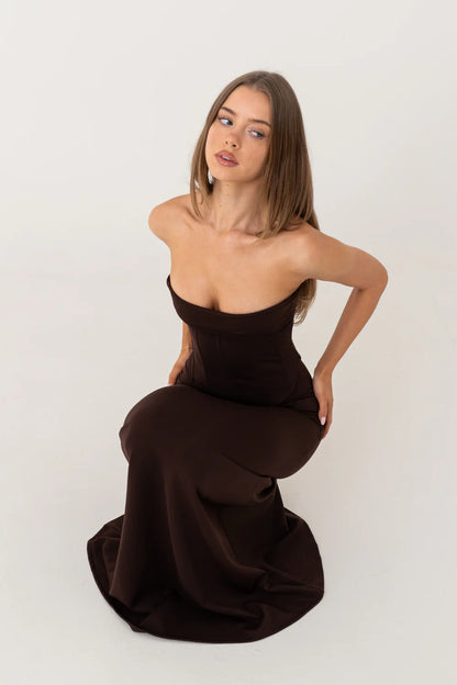 Hntr The Label Louie Gown Brown