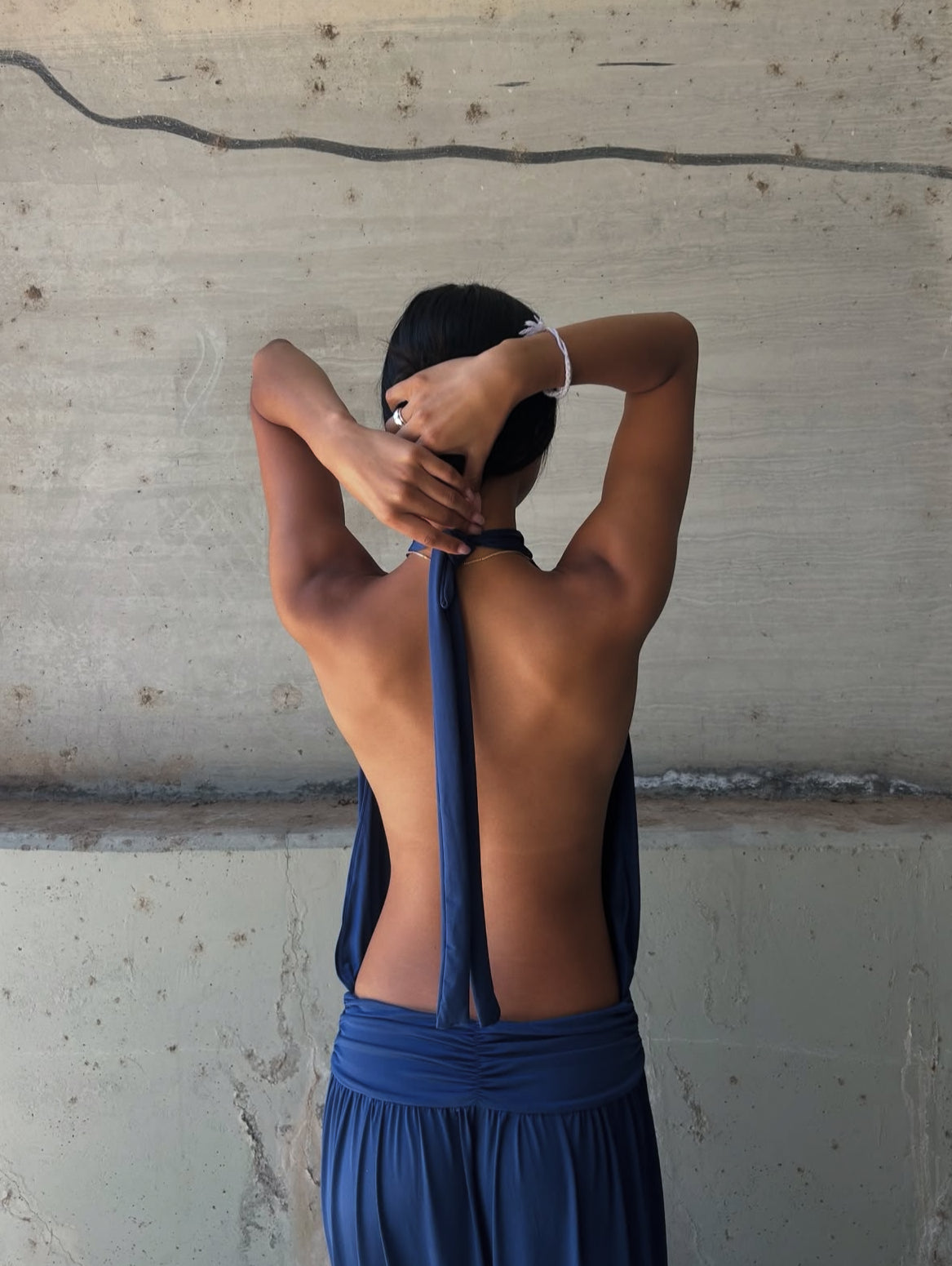 At First Sight Reef Navy Backless Midi