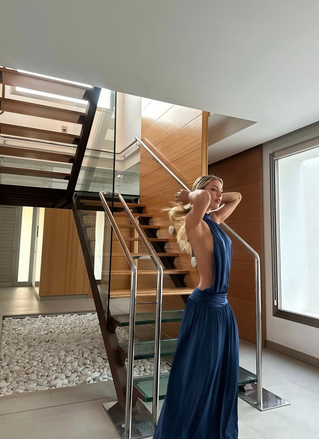 At First Sight Reef Navy Backless Midi