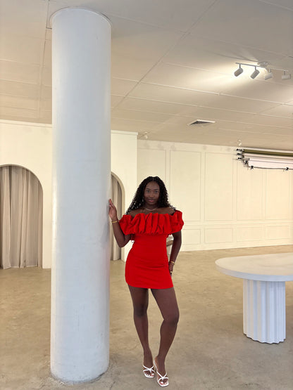 Showpo Coraline Red Ruffle Mini Dress