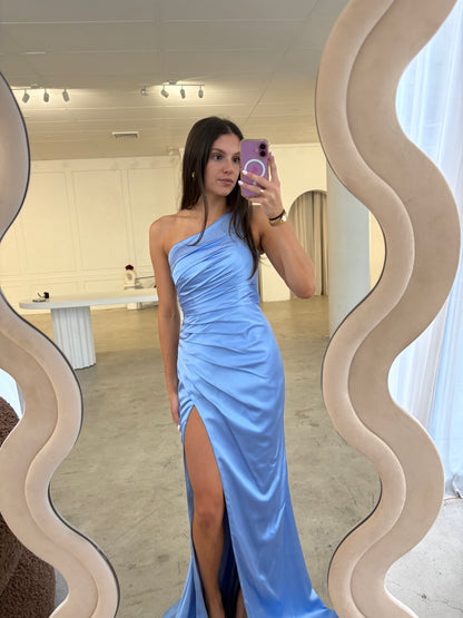 Jadore Light Blue Silk One Shoulder Formal Dress