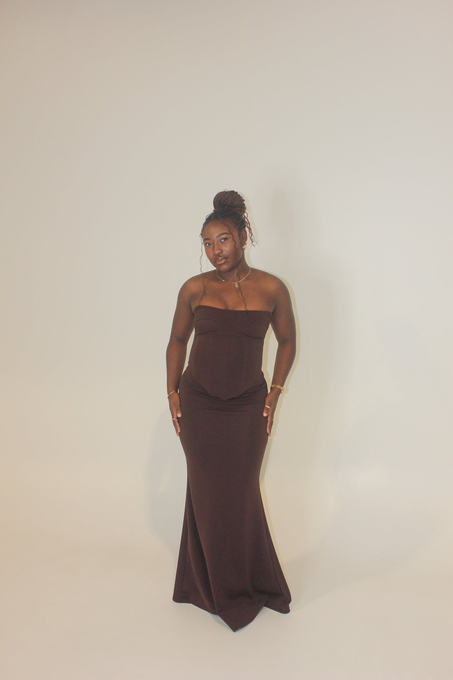 Hntr The Label Louie Gown Brown