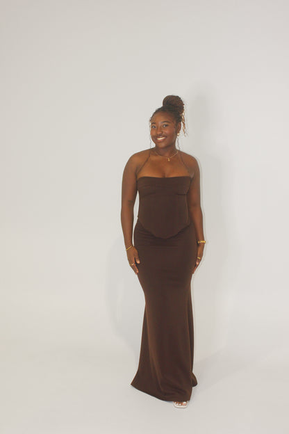 Hntr The Label Louie Gown Brown