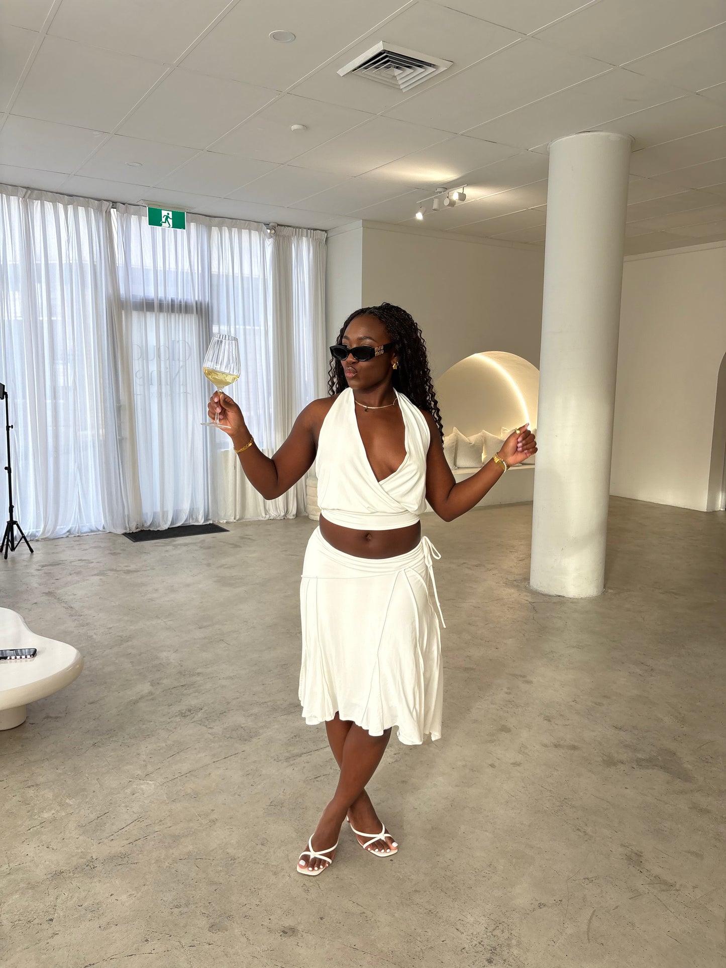 With Jean Sharni Off White Midi Set