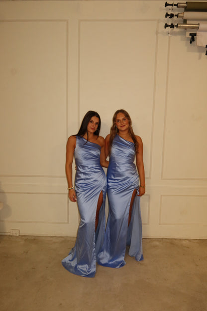 Jadore Light Blue Silk One Shoulder Formal Dress