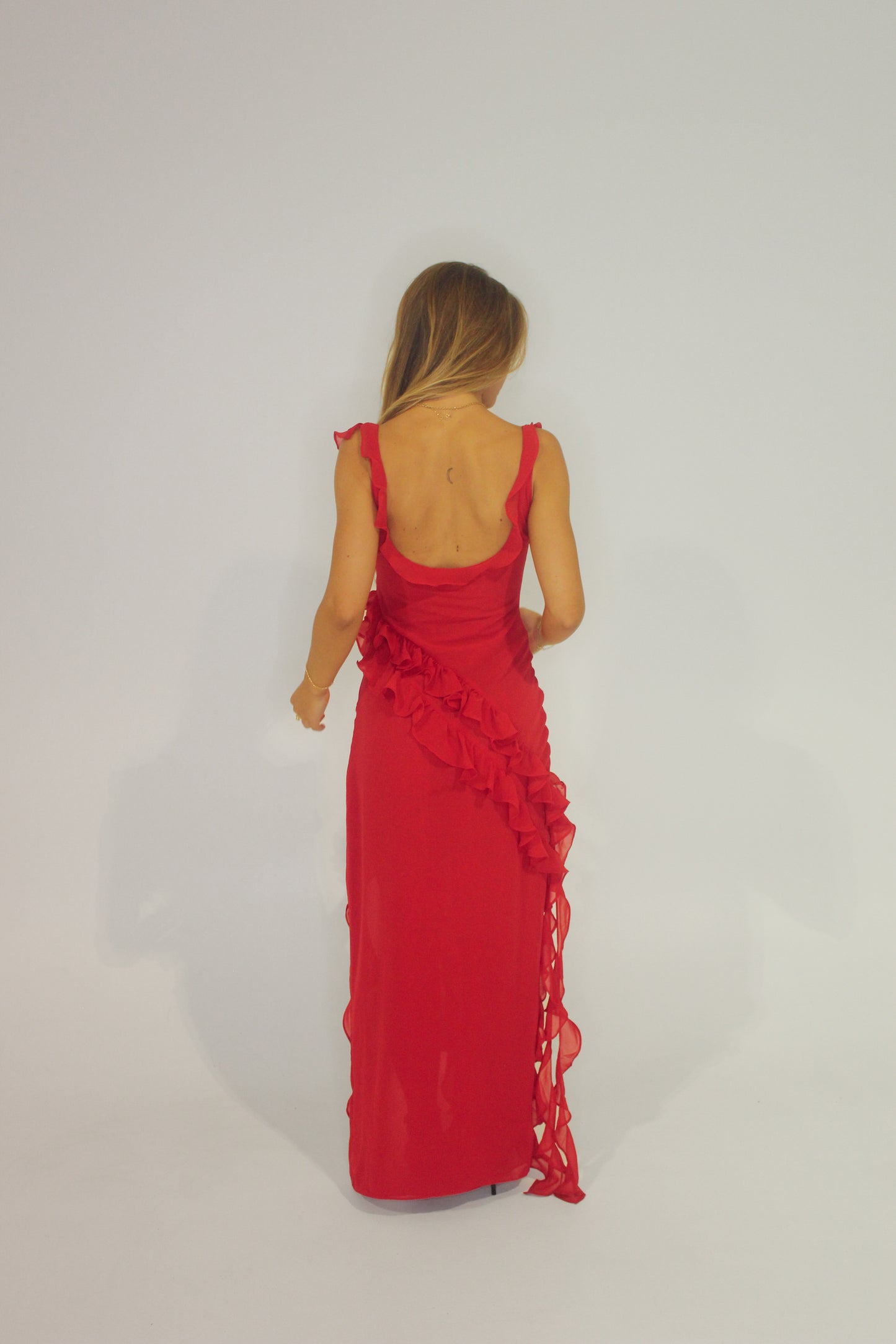 House Of CB Ariela Ruffle Red Maxi
