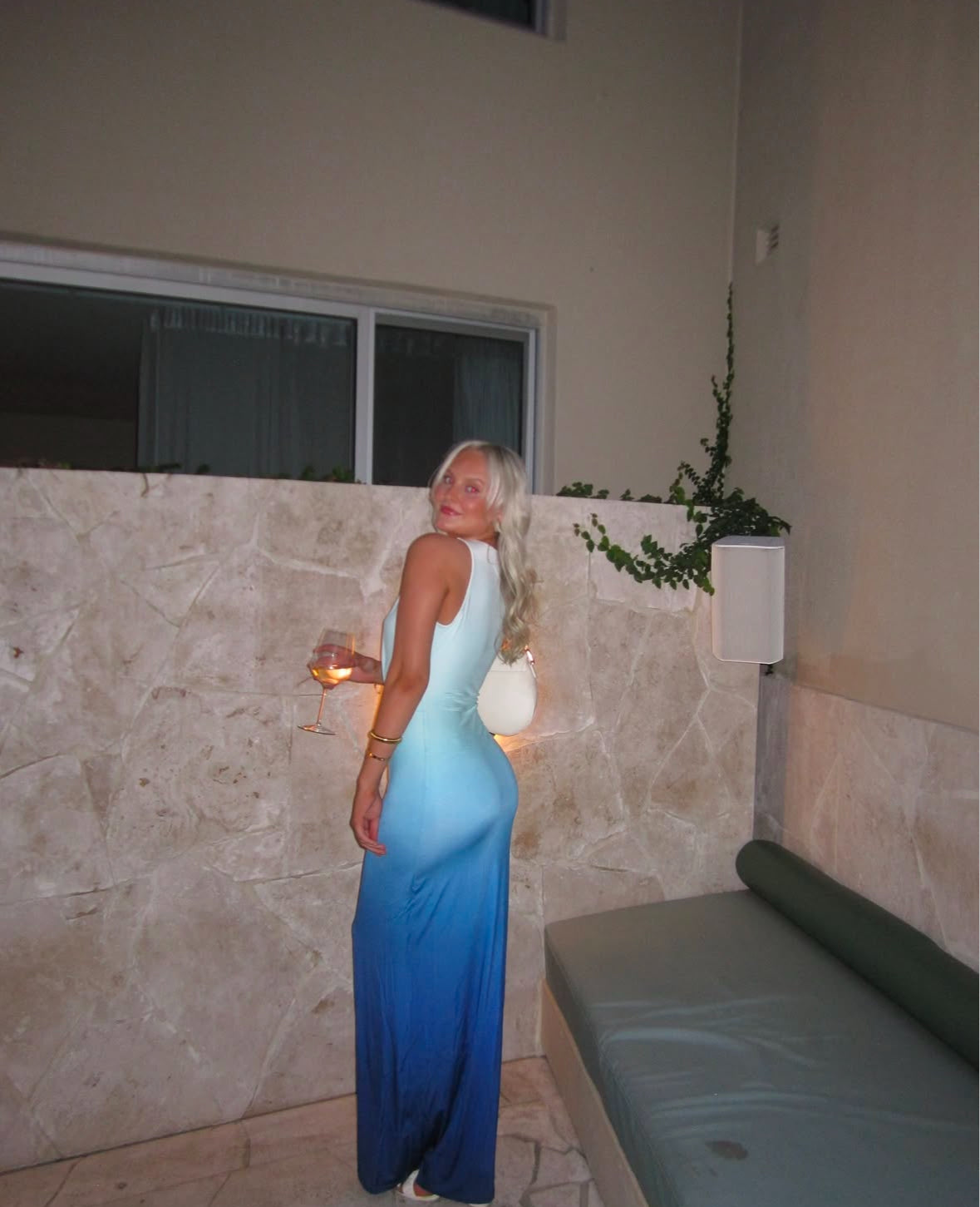 Meshki Stella Draped Slinky Blue Maxi