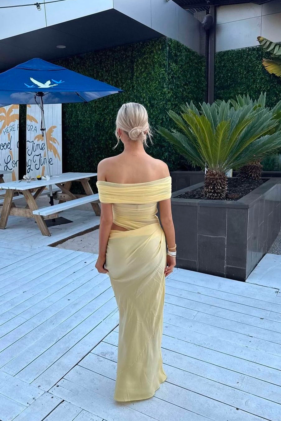 Benni Nico Off-Shoulder Maxi Dress Yellow