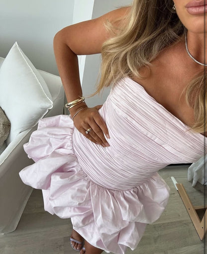 AJE Violette Bubble Hem Mini Light Pink