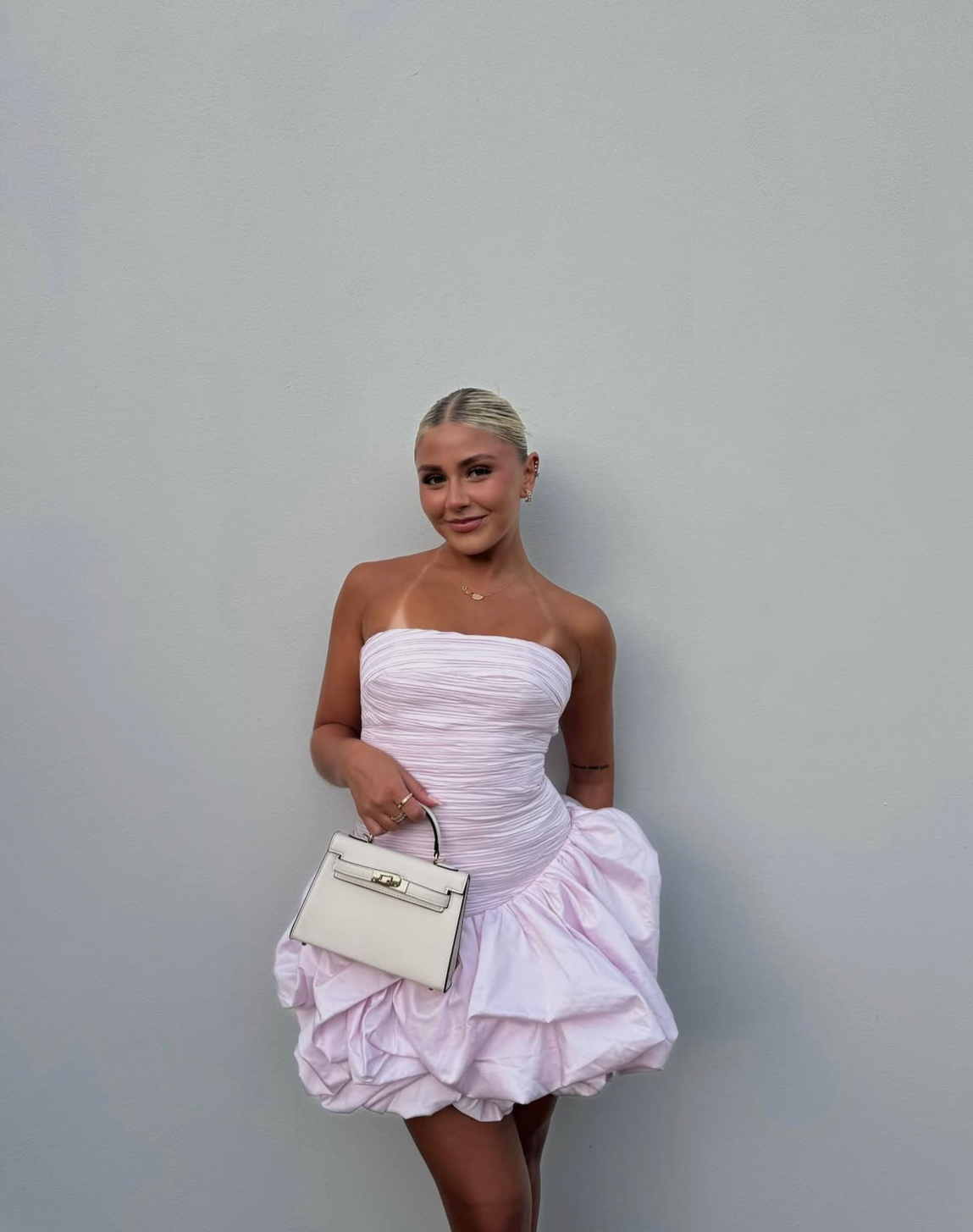 AJE Violette Bubble Hem Mini Light Pink