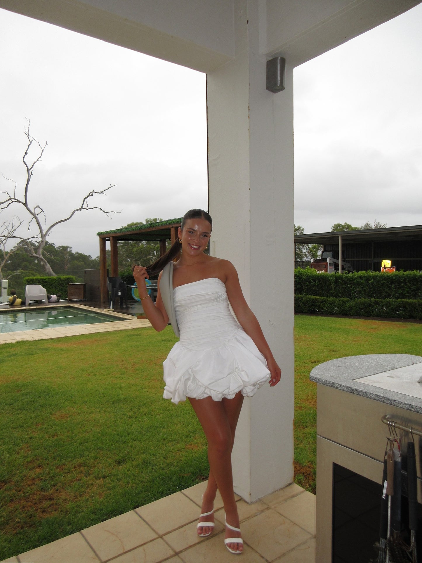 AJE Violette Bubble Hem Mini White