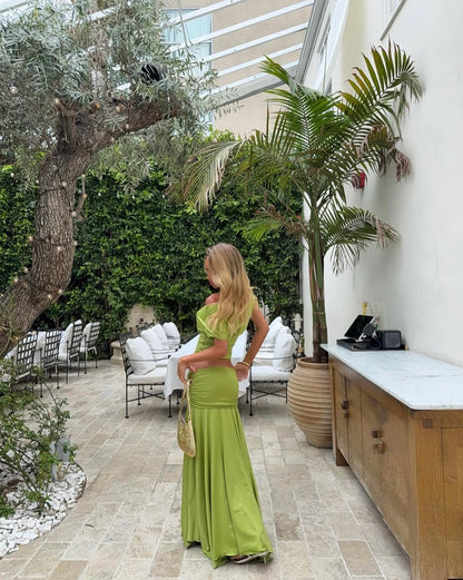 Peppermayo Liana Ruched Maxi Set Green