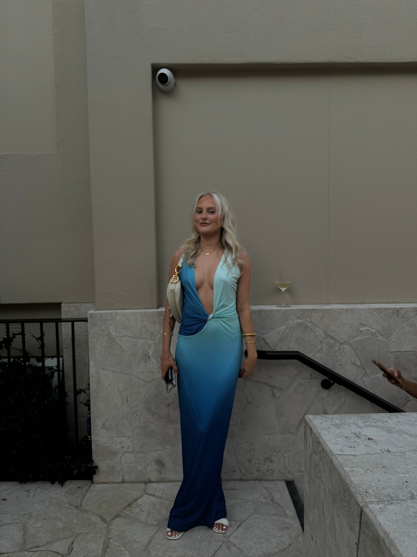 Meshki Stella Draped Slinky Blue Maxi