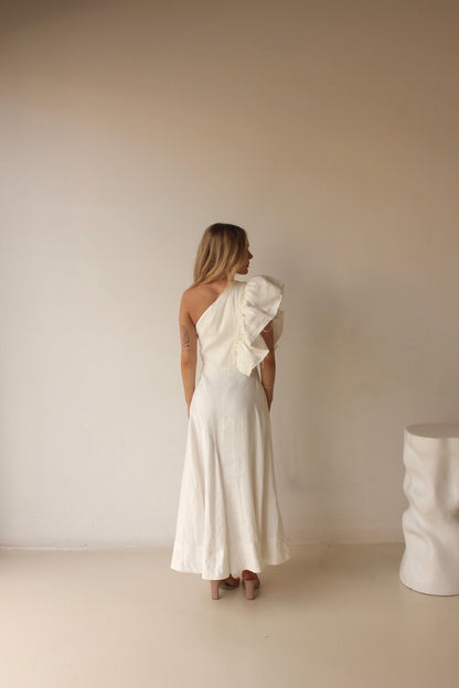 AJE Bonjour Asymmetric Midi White