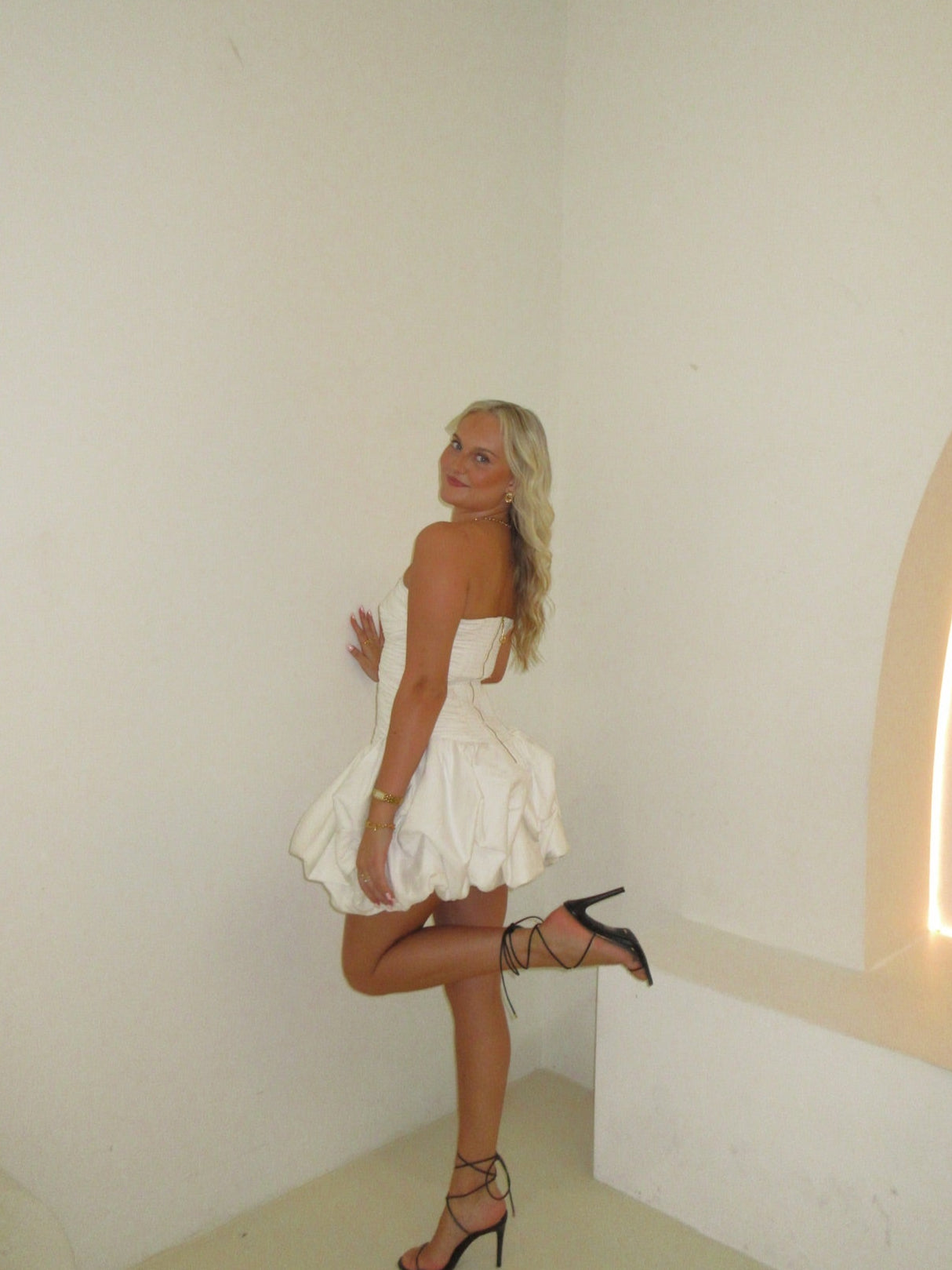 AJE Violette Bubble Hem Mini White