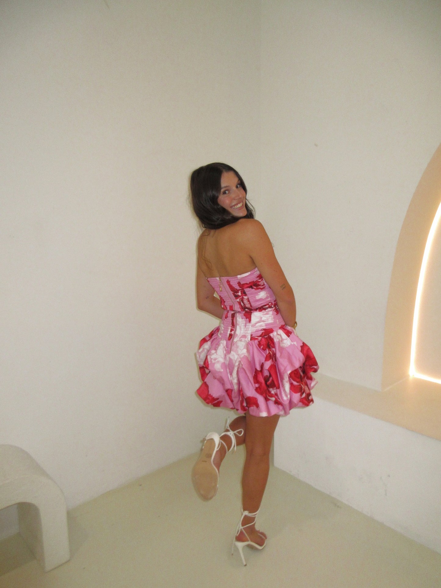 AJE Violette Bubble Hem Mini Pink Floral