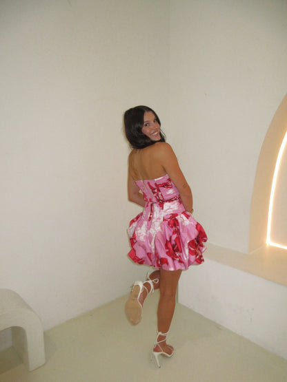 AJE Violette Bubble Hem Mini Pink Floral