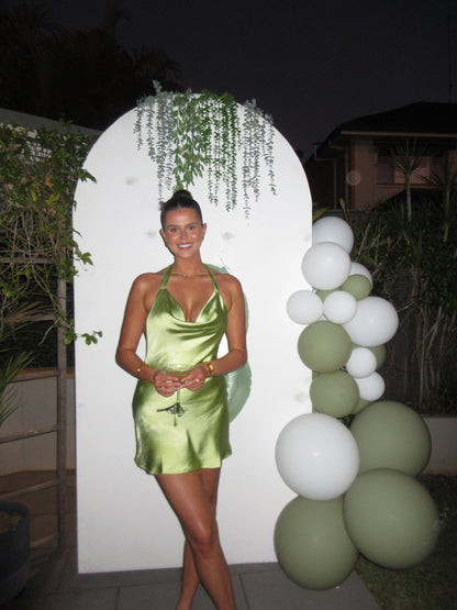 Here Comes The Sun Grean Slip Mini Dress