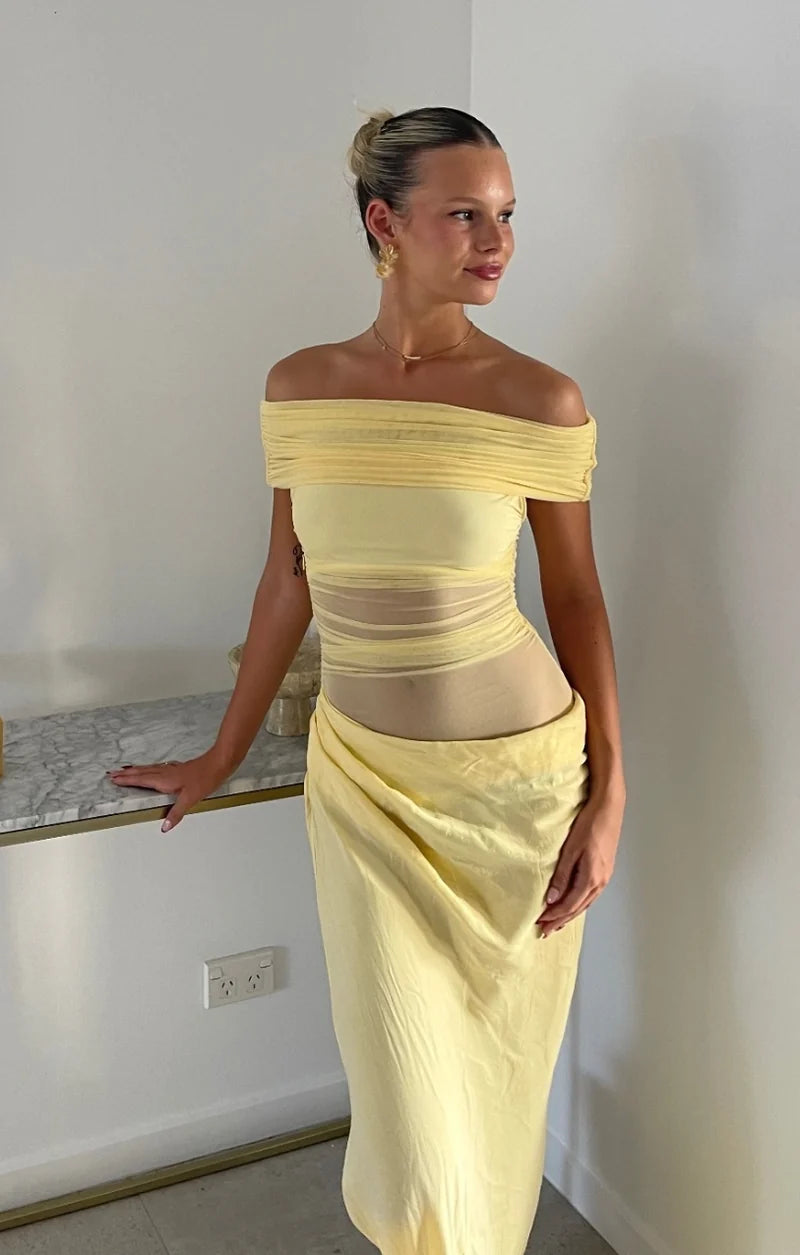 Benni Nico Off-Shoulder Maxi Dress Yellow