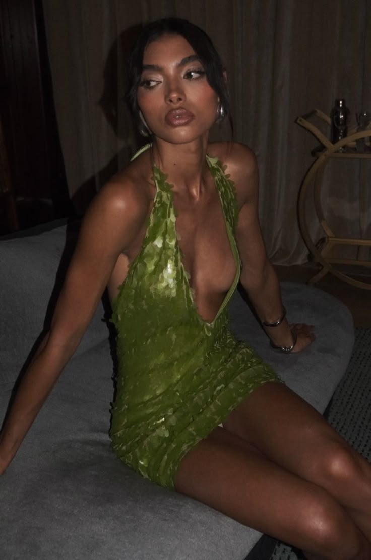 Meshki Primrose Green Sequin Mini