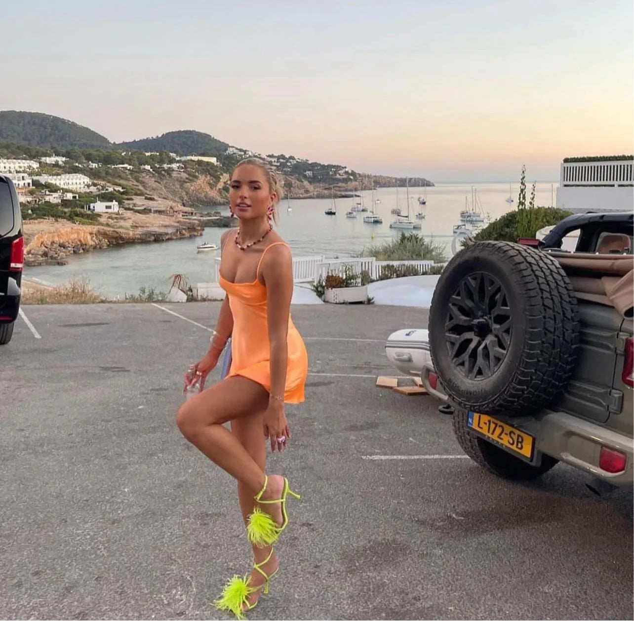 Zara Orange Satin Slip