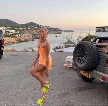 Zara Orange Satin Slip