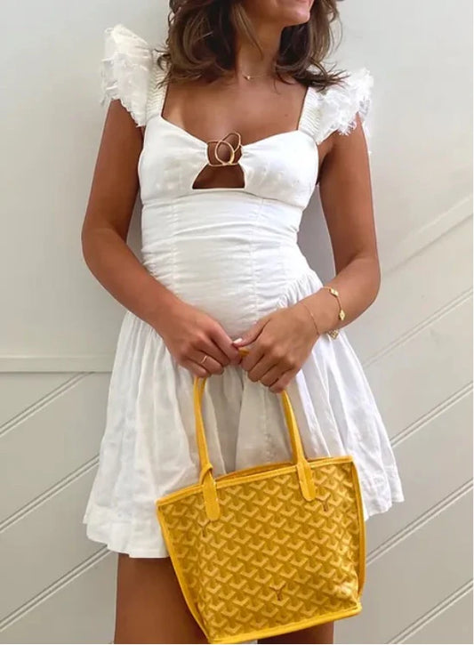 AJE Simone Frill Dress White