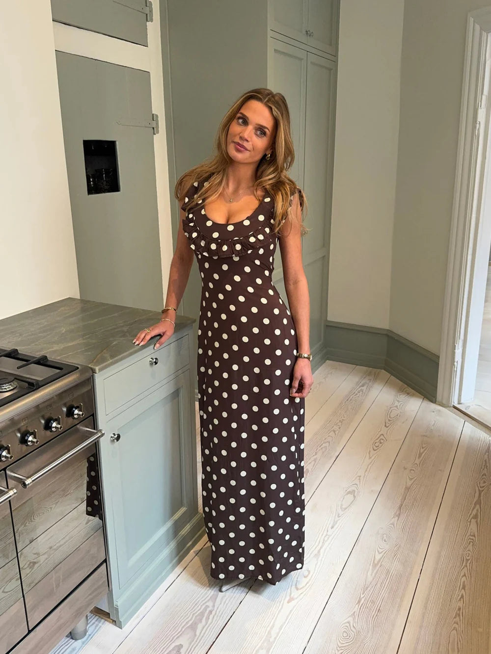 Designed By Si Luna Polka Dot Maxi Dress
