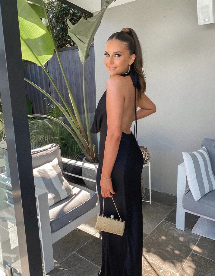 Rat and Boa Donyale Black Drapped Maxi Dress