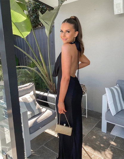 Rat and Boa Donyale Black Drapped Maxi Dress