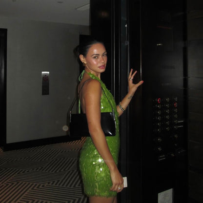 Meshki Primrose Green Sequin Mini